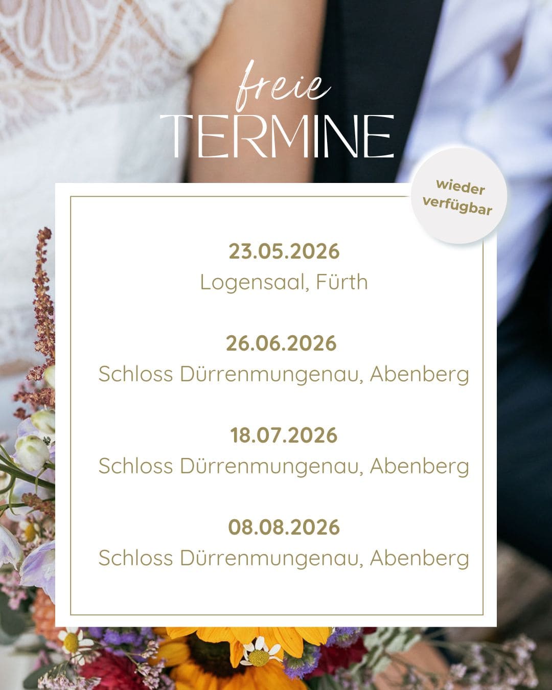 freie Hochzeitstermine Sommer 26